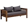 VK Furniture Solid Sheesham Wood 2 Seater Sofa Set with Cushion for Bedroom Living Room Hall Home | Wooden Two Seater Sofa Set for Balcony Garden Office Lounge | Wooden Sofa Couch (Natural)