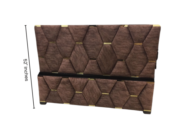 Brown Gold Upholstered Queen Bed | Velvet Upholstery Fabric | Football Tufting Design | Strong & Durable Beds | Modern Design Queen Size | Strong & Durable Visit the VK Furniture - Image 2